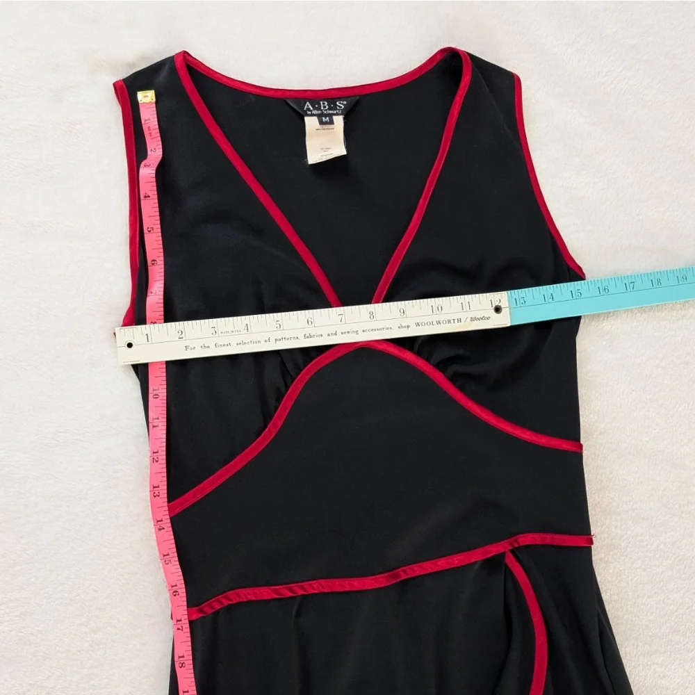 ABS by Allen Schwartz Vintage Y2K 90s Black & Red Dress - Medium - Picture 8 of 9